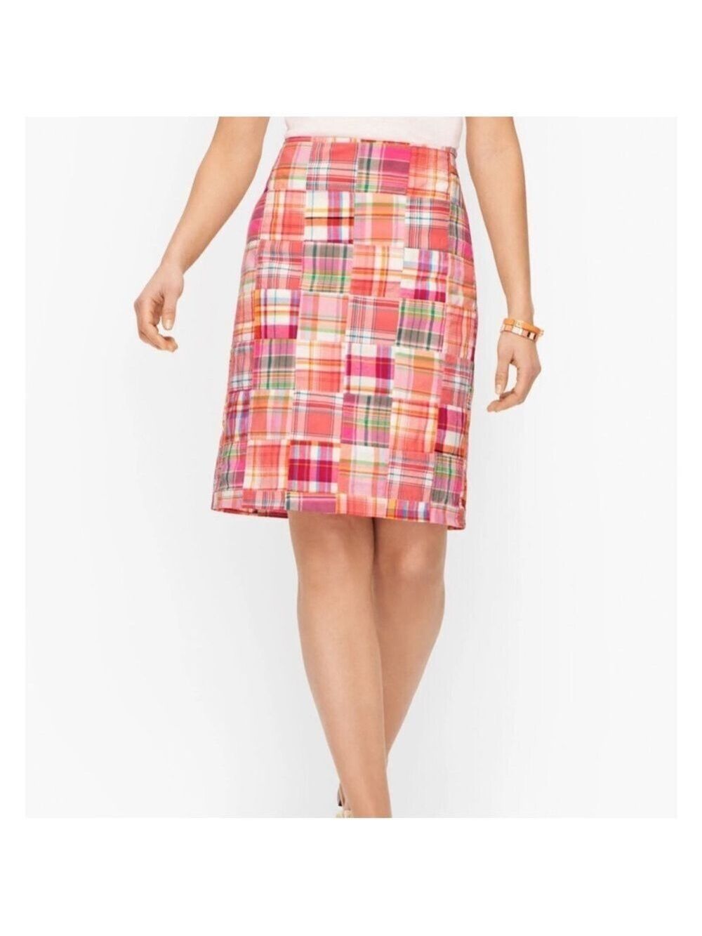 Talbots Pink Madras Cotton Canvas Patchwork Skirt, size 2